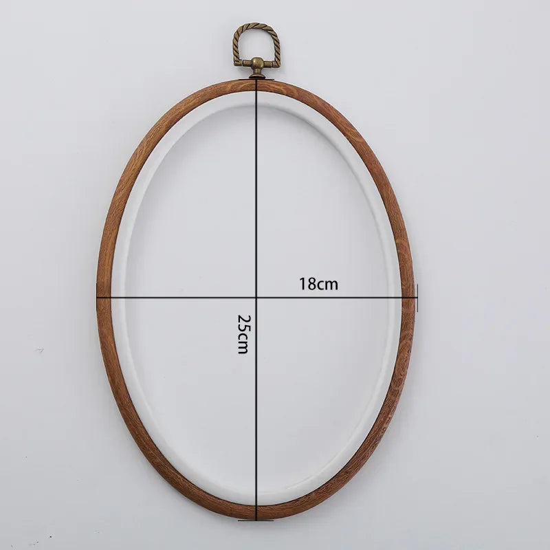 Imitated Wood Round,Oval Different Size Decorative Cross Stitch Hoop Ring Frame Embroidery Frame Circle Hanging Arts Ornament