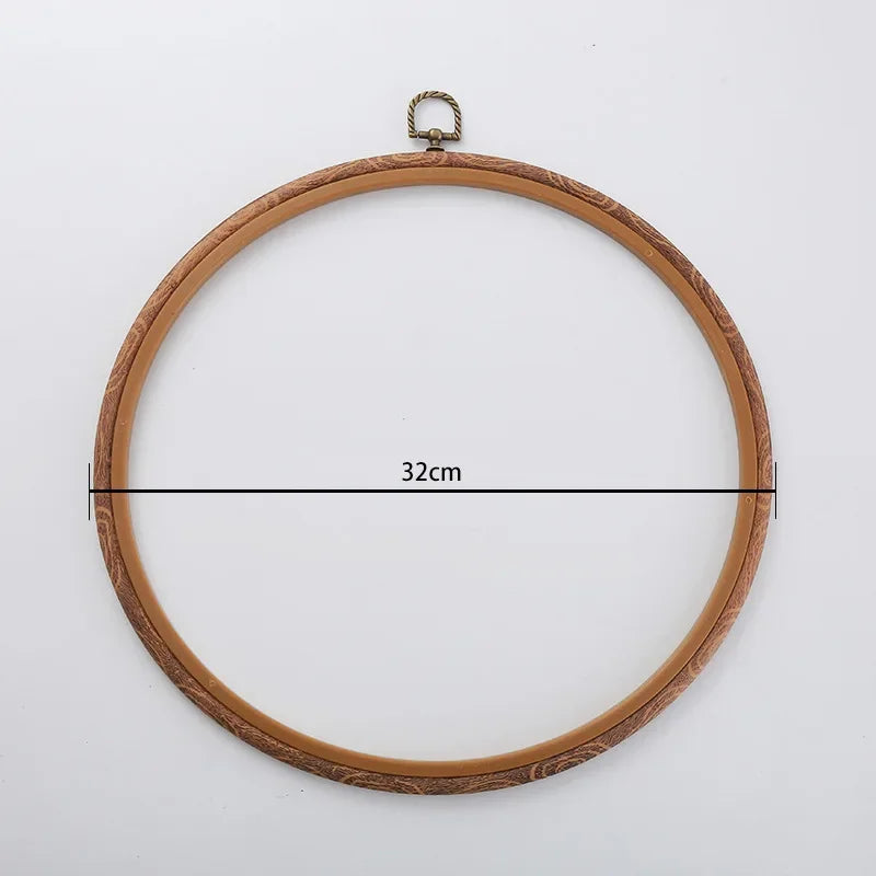 Imitated Wood Round,Oval Different Size Decorative Cross Stitch Hoop Ring Frame Embroidery Frame Circle Hanging Arts Ornament