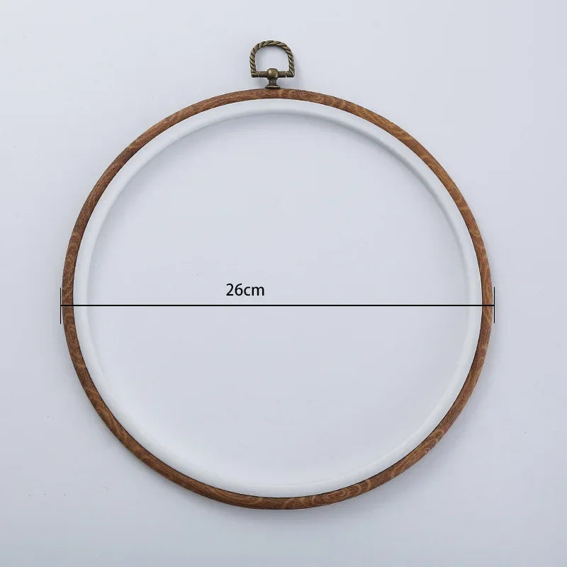 Imitated Wood Round,Oval Different Size Decorative Cross Stitch Hoop Ring Frame Embroidery Frame Circle Hanging Arts Ornament