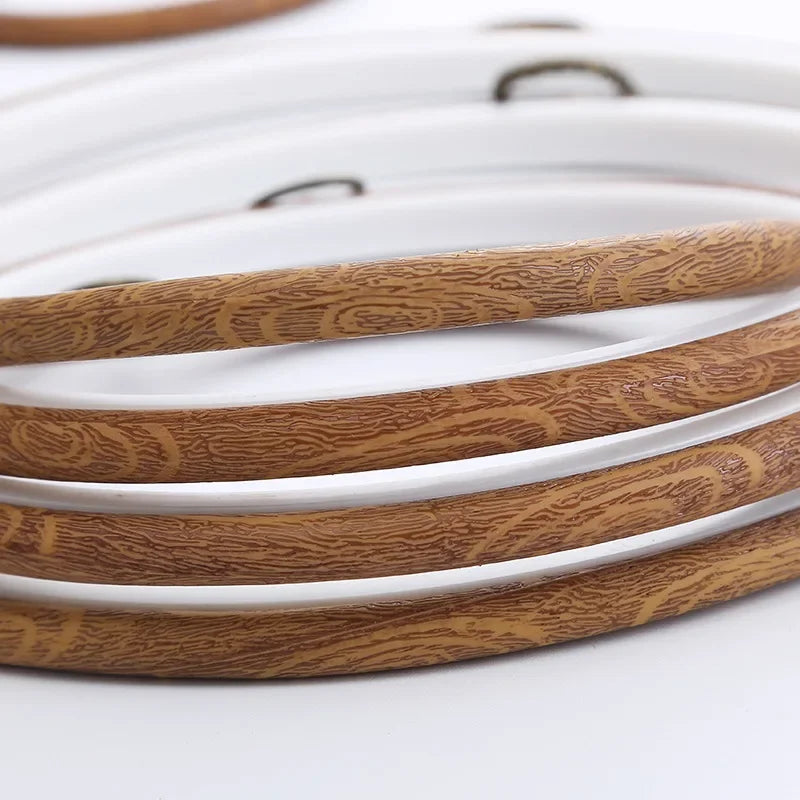 Imitated Wood Round,Oval Different Size Decorative Cross Stitch Hoop Ring Frame Embroidery Frame Circle Hanging Arts Ornament
