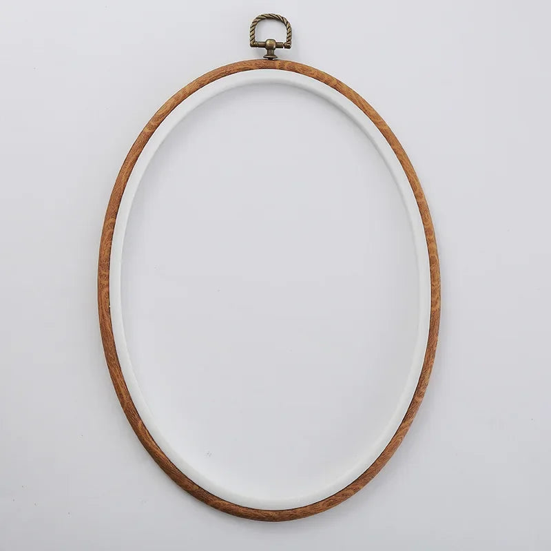 Imitated Wood Round,Oval Different Size Decorative Cross Stitch Hoop Ring Frame Embroidery Frame Circle Hanging Arts Ornament
