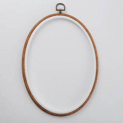Imitated Wood Round,Oval Different Size Decorative Cross Stitch Hoop Ring Frame Embroidery Frame Circle Hanging Arts Ornament